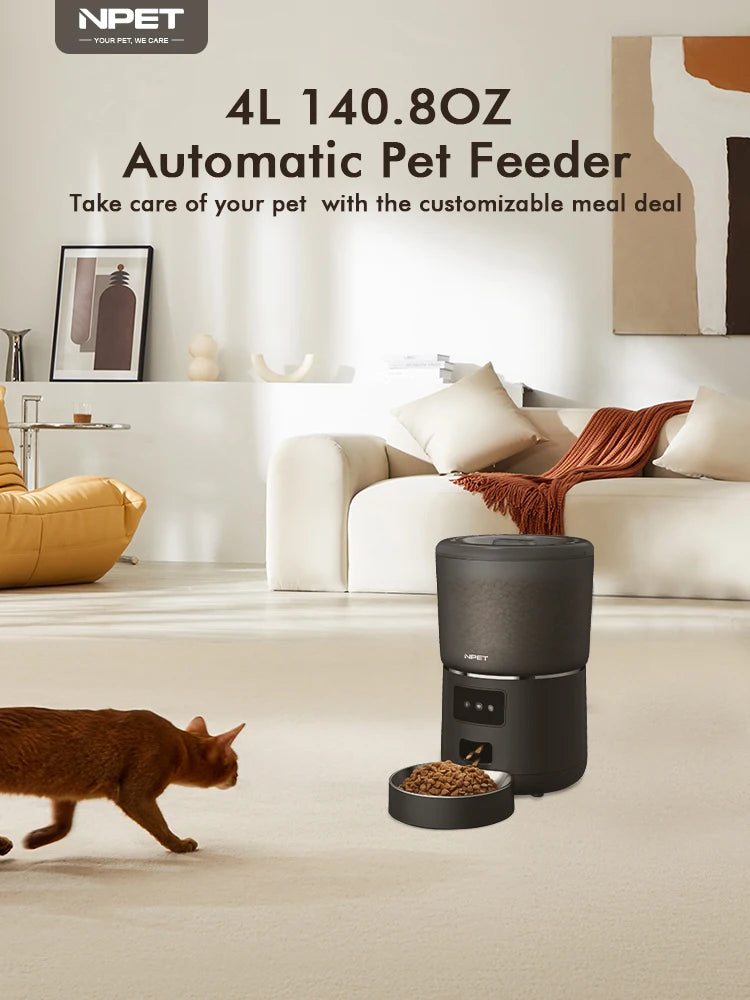 4L Smart Automatic Pet Feeder – Stainless Steel Bowl for Cats & Dogs