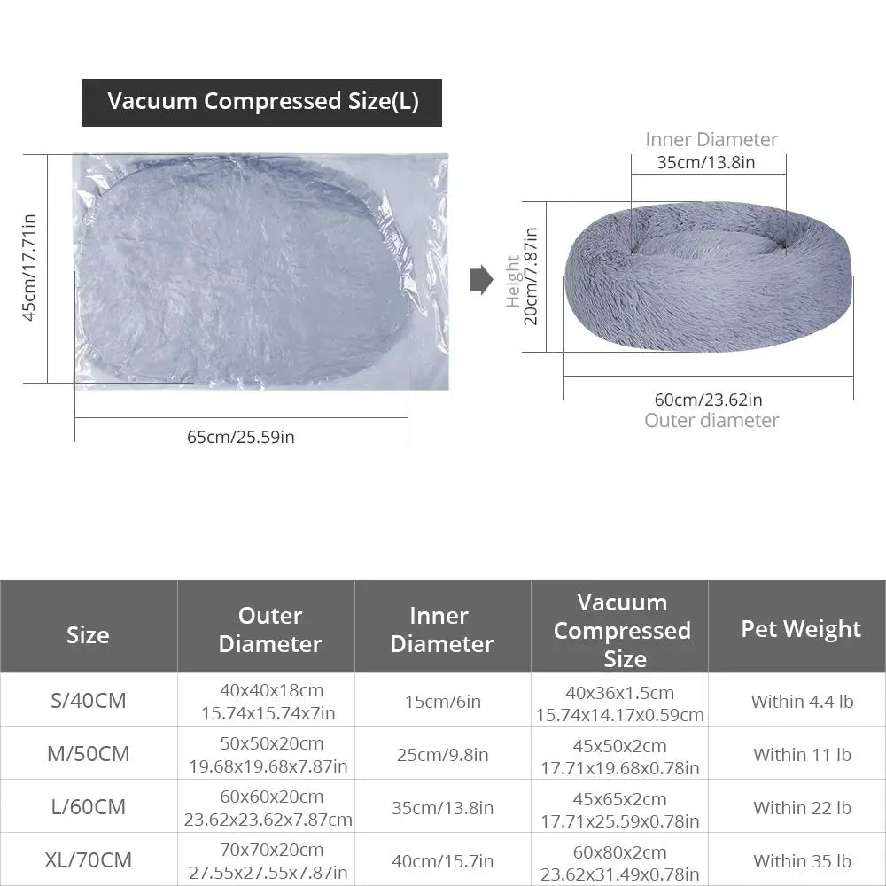 Large Round Pet Bed – Super Soft Plush Dog & Cat House for Winter Sleeping