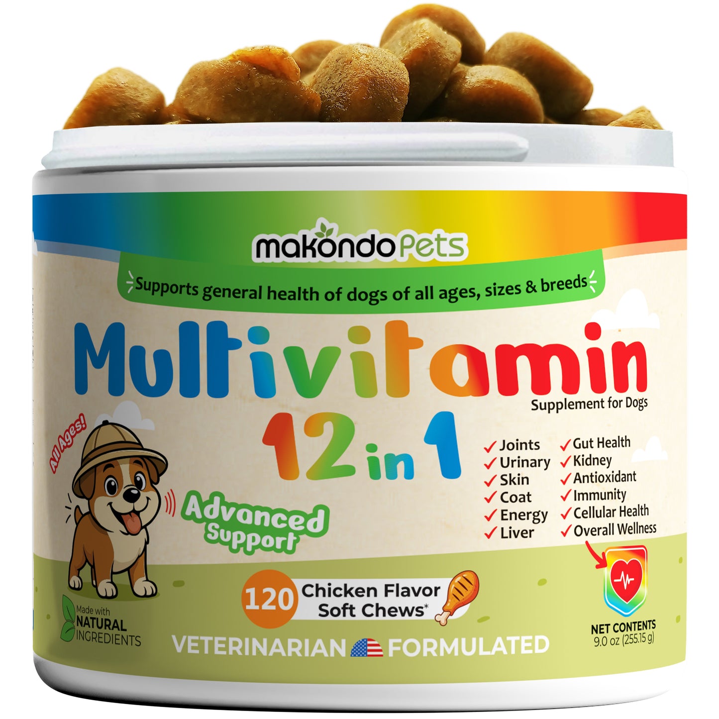 12 in 1 Multivitamin for Dogs - 120 Soft Chews