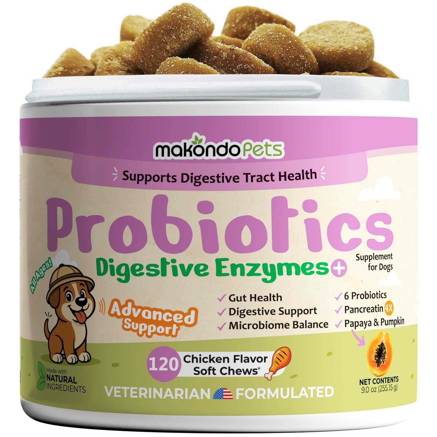 Dog Probiotics Digestive Enzymes - 120 Soft Chews