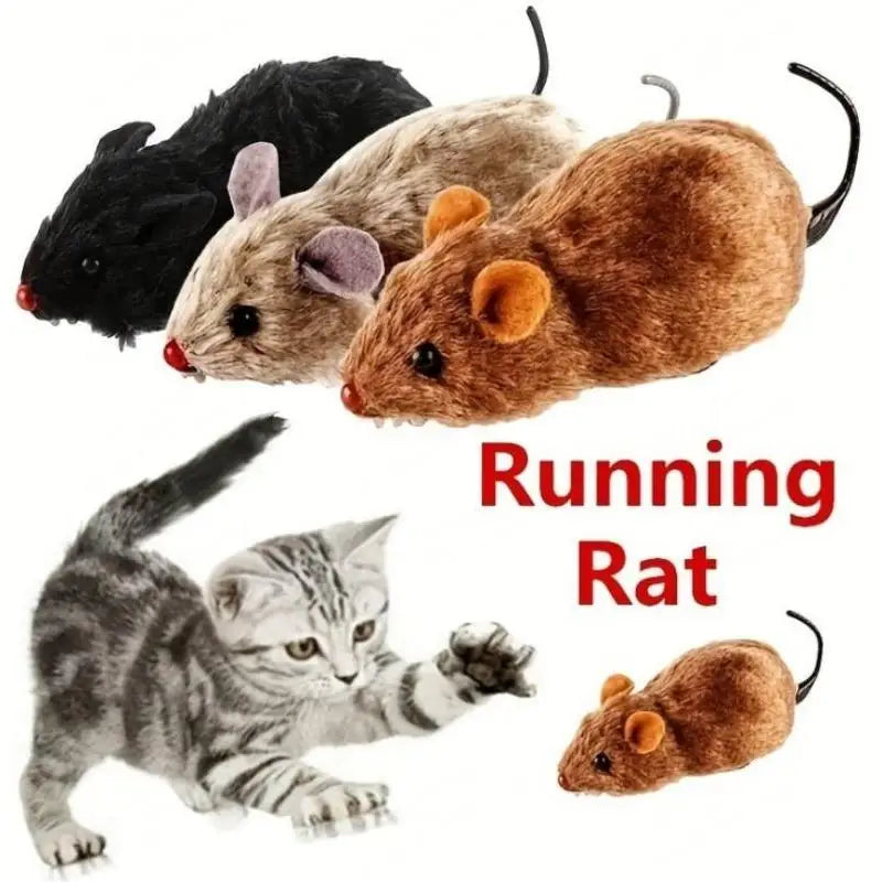 Lifelike Plush Mouse Toy – Running Rat Toy for Cats & Dogs (Random Color)