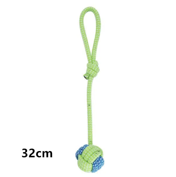 Interactive Cotton Rope Dog Toy – Chew Ball & Toothbrush for Puppies and Large Dogs