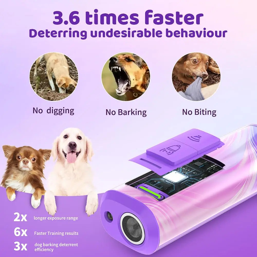 2025 Dog Ultrasonic Repeller Release Pet Training Rechargeable Anti Dog Bark Bite PortableDevice LED Flashlight Dog Repellent