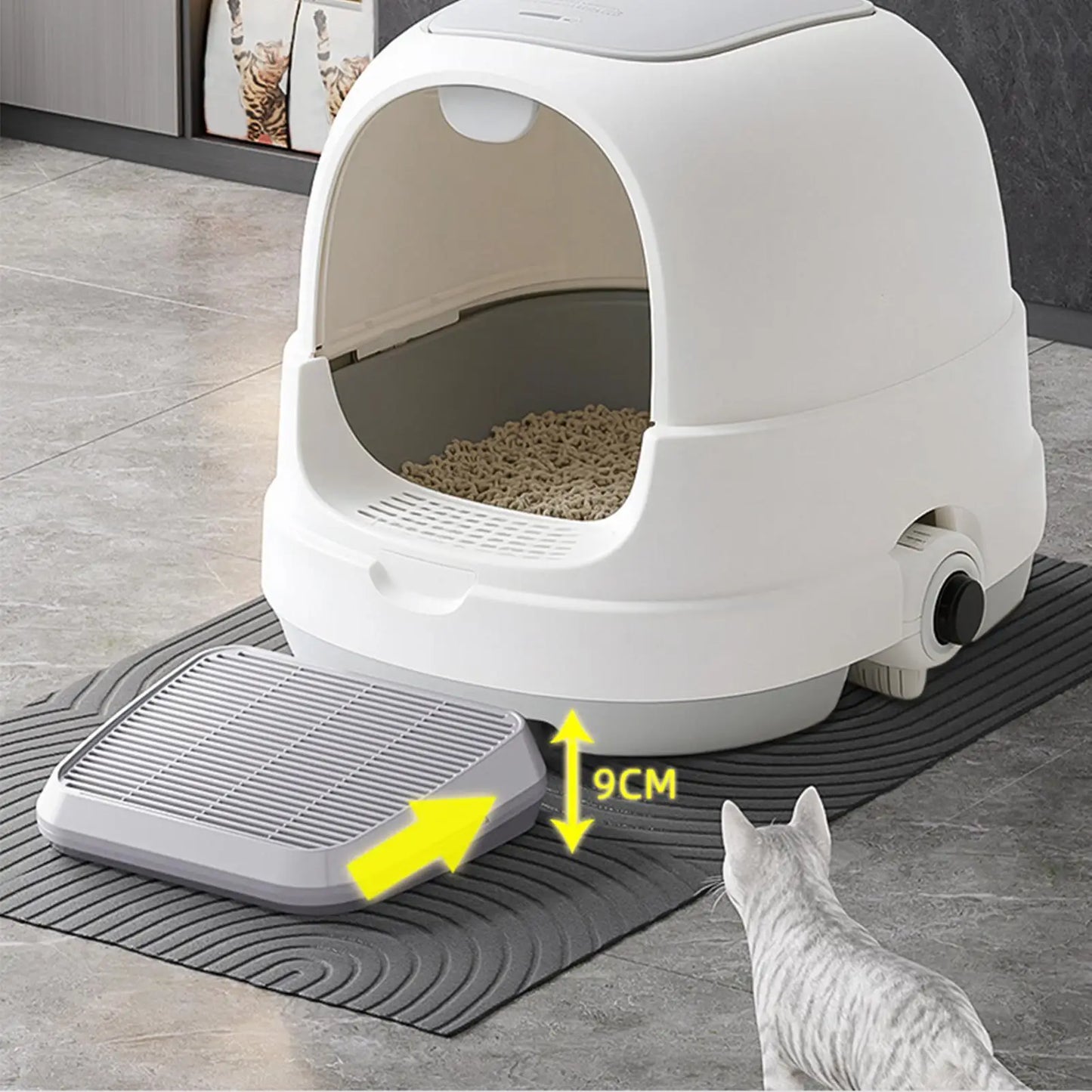 Double-Layer Cat Litter Ramp – Paw Cleaner with Filter