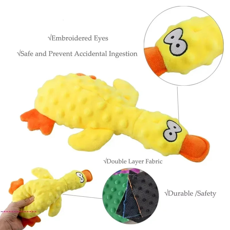 Soft Plush Duck Dog Toy – Squeaky Chew Toy for Small Puppies