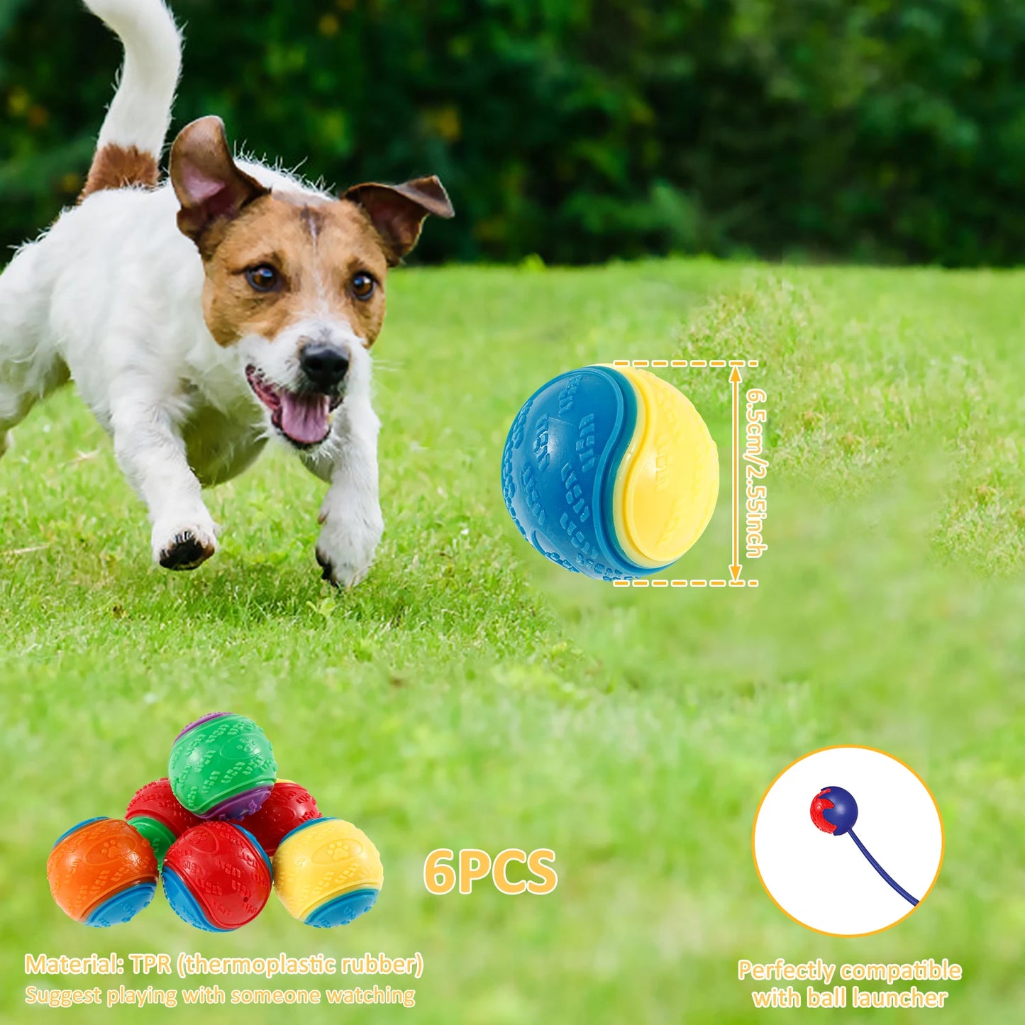 6PCS Interactive Dog Balls – Bite-Resistant Chew & Teeth Care
