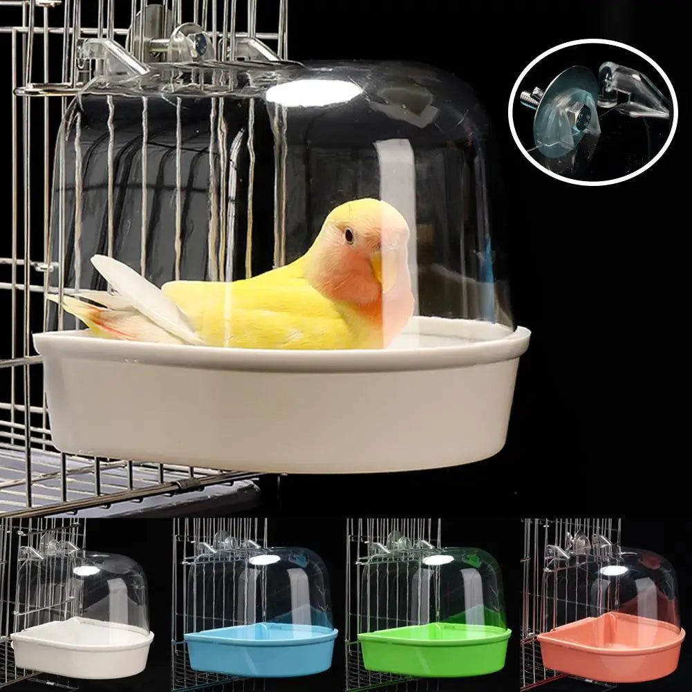 Clear Hanging Bird Bath – Cage Accessory for Parakeets, Canaries & Cockatiels