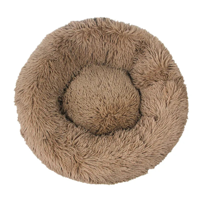 Large Round Pet Bed – Super Soft Plush Dog & Cat House for Winter Sleeping