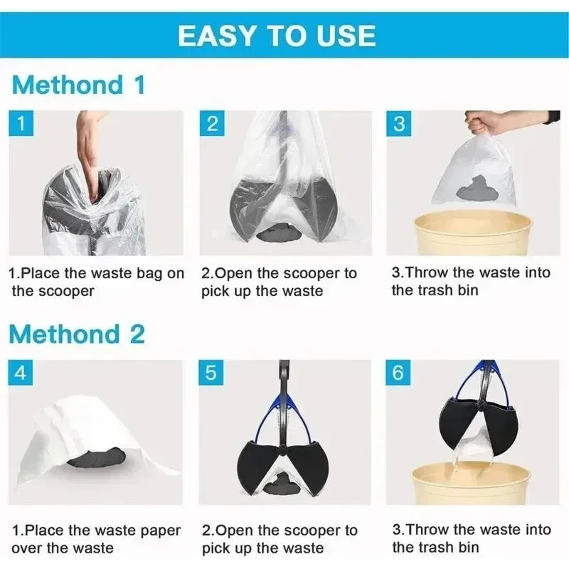 Long Handle Poop Scooper – Folding Waste Cleanup Tool for Dogs