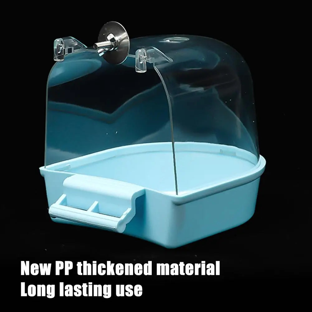 Clear Hanging Bird Bath – Cage Accessory for Parakeets, Canaries & Cockatiels