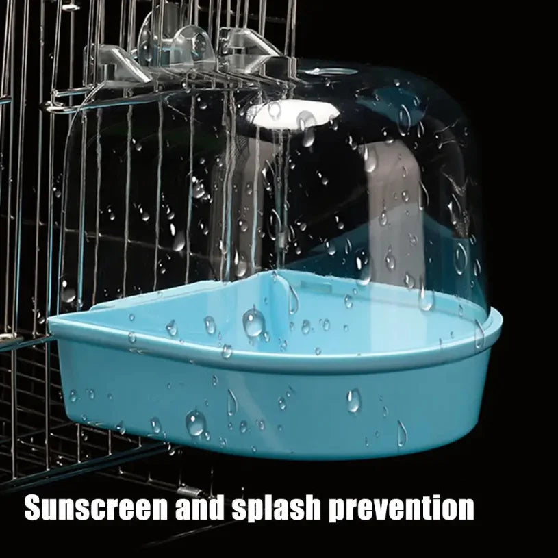 Clear Hanging Bird Bath – Cage Accessory for Parakeets, Canaries & Cockatiels