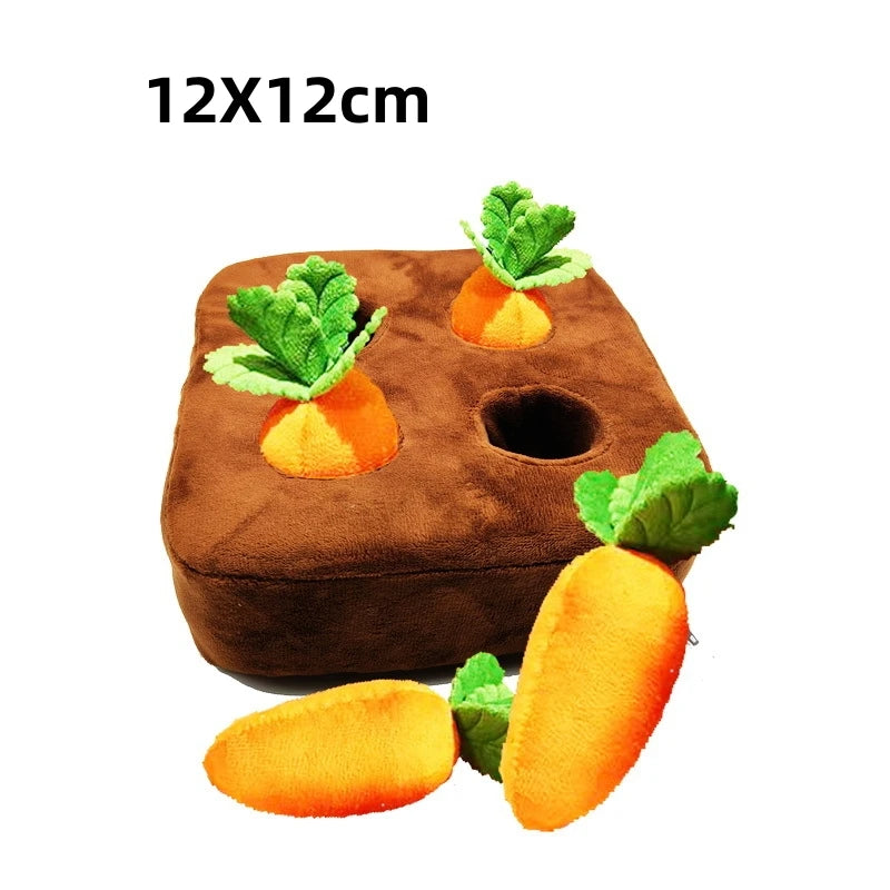 Interactive Carrot Plush Dog Toy – 2-in-1 Puzzle & Nosework Feeder