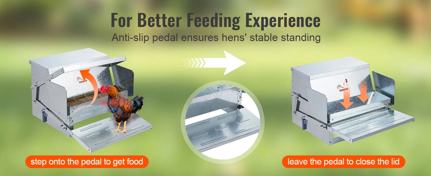 Automatic Chicken Feeder 25 lb Capacity – Galvanized Steel Poultry Feeder for Up to 10 Chickens