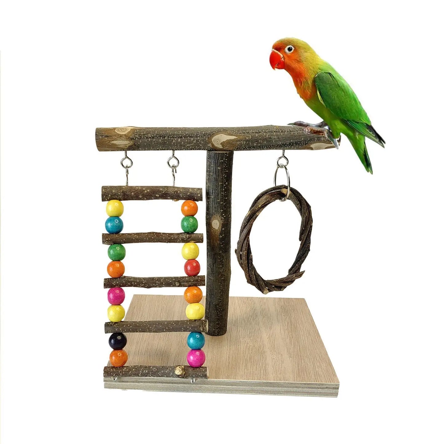 Solid Wood Parrot Stand – Interactive Training & Playground Pole for Birds