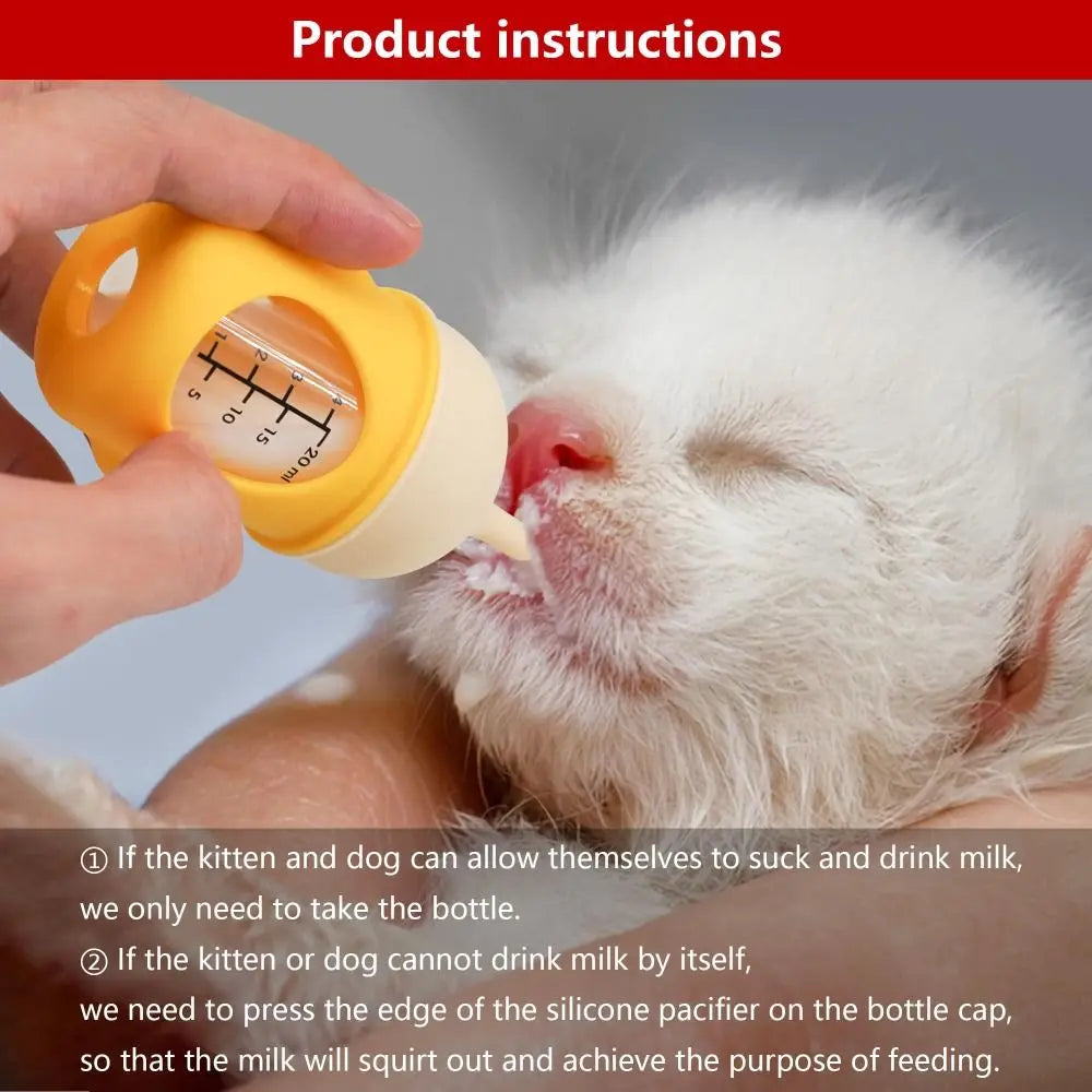 Silicone Pet Feeding Bottle – Anti-Slip Puppy & Kitten Bottle with Anti-Choke Valve