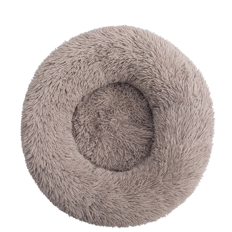 Large Round Pet Bed – Super Soft Plush Dog & Cat House for Winter Sleeping