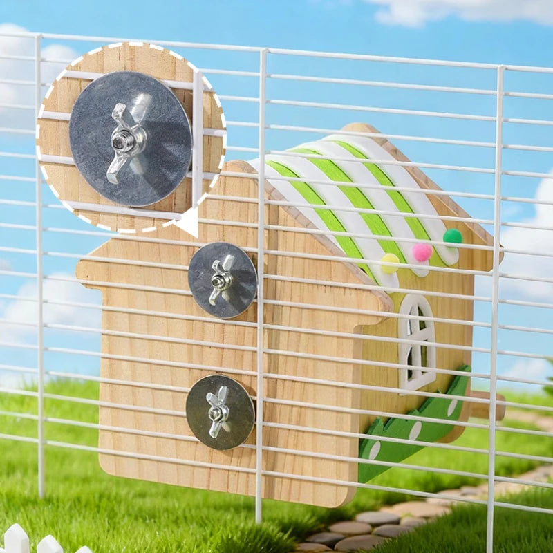 Winter Felt Wood Parakeet Nest Box – Colorful Bird House for Lovebirds & Cockatiels