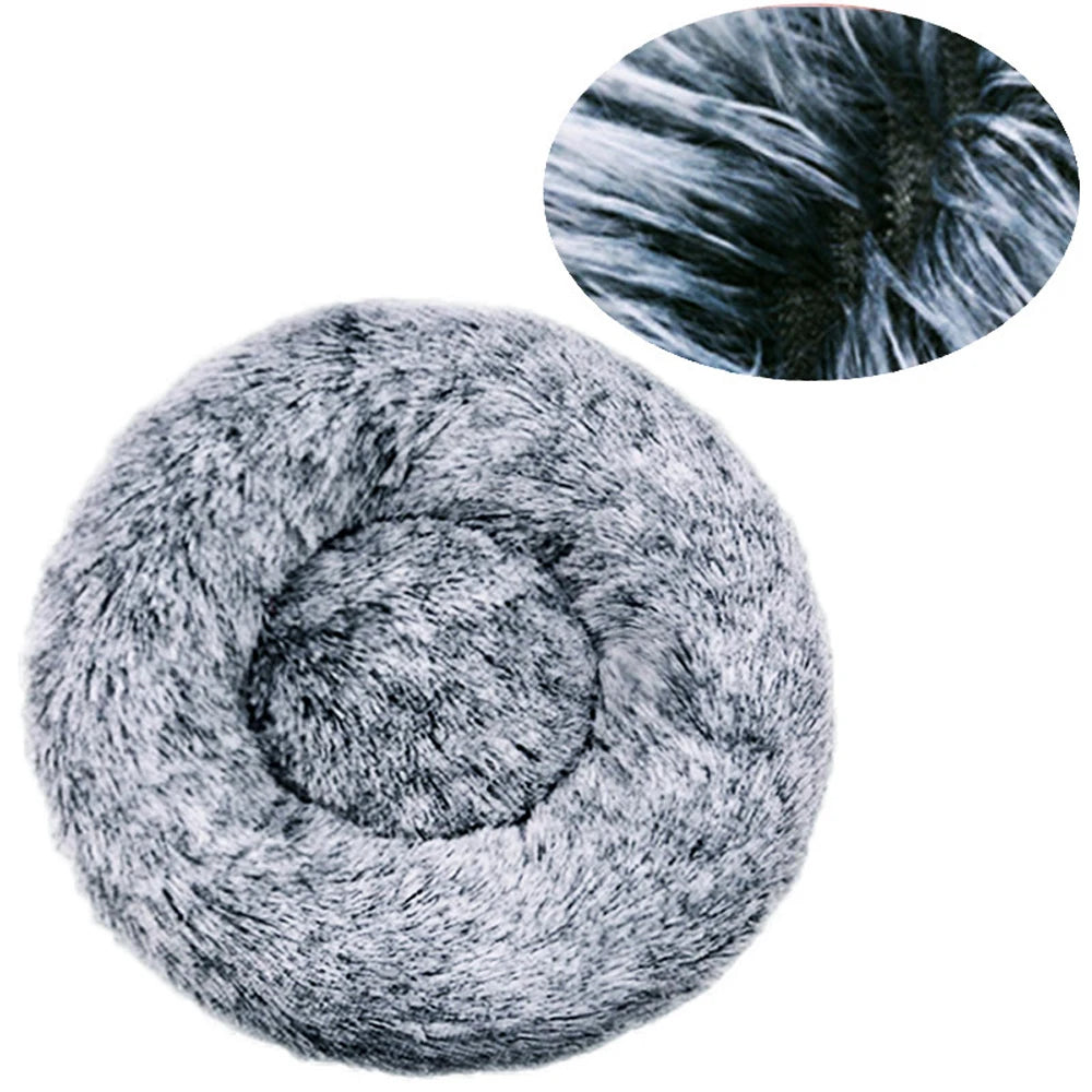 Washable Round Dog & Cat Bed – Cozy Winter Plush Basket for All Sizes