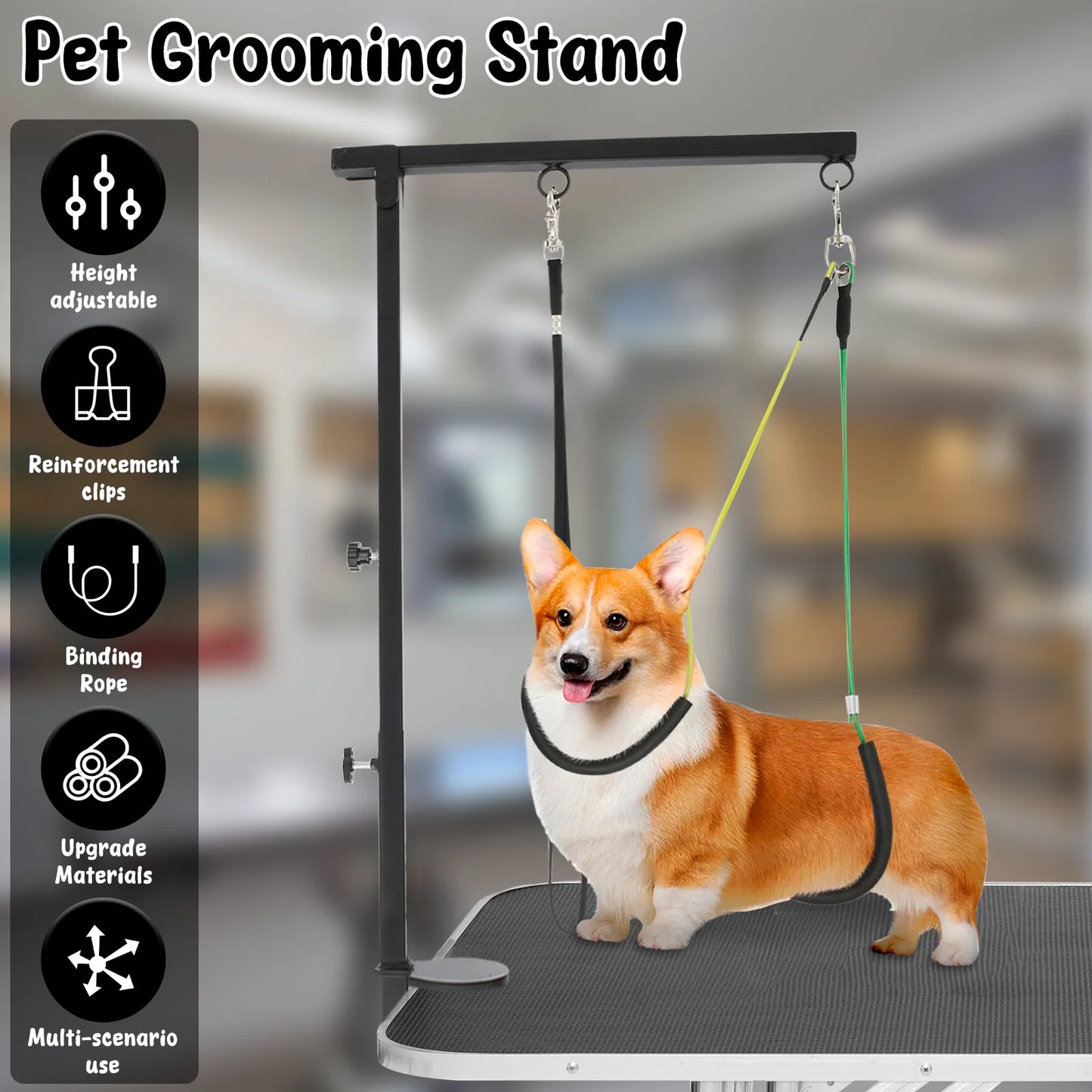 Adjustable Dog Grooming Table – Pet Beauty Stand with Clamp for Haircut & Nail Clipping