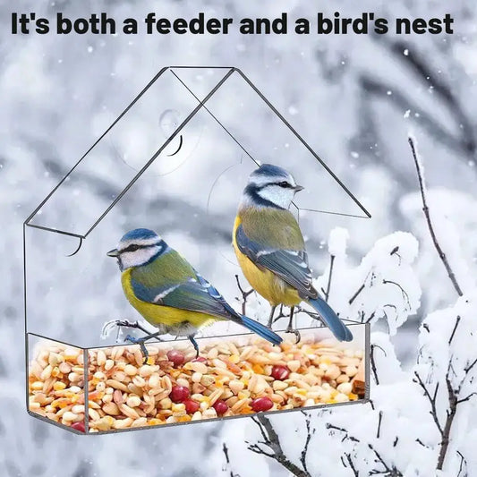 1PC Bird feeder with transparent window and external bird feeder with suction cup suitable for outdoor garden use