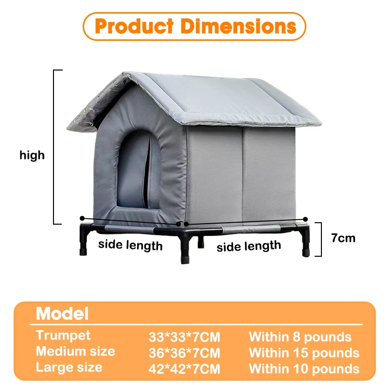 Waterproof Outdoor Pet House – Foldable Warm Cat & Dog Cave Bed
