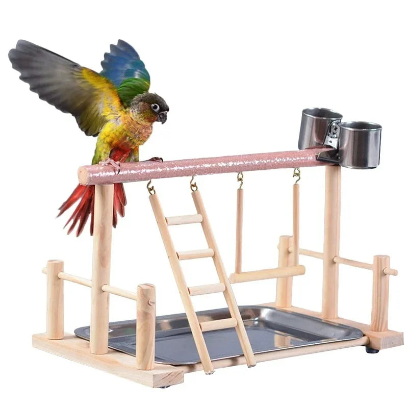 Bird Toy Activity Center – Cage Stand with Perch, Ladder, Hammock & Feeder