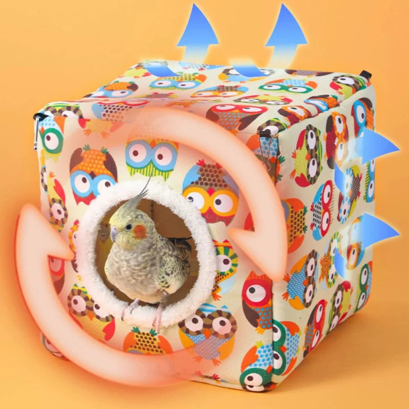 Winter Bird Bed – Arctic Velvet Warm Mat with Stable Hooks for Cages & Windows