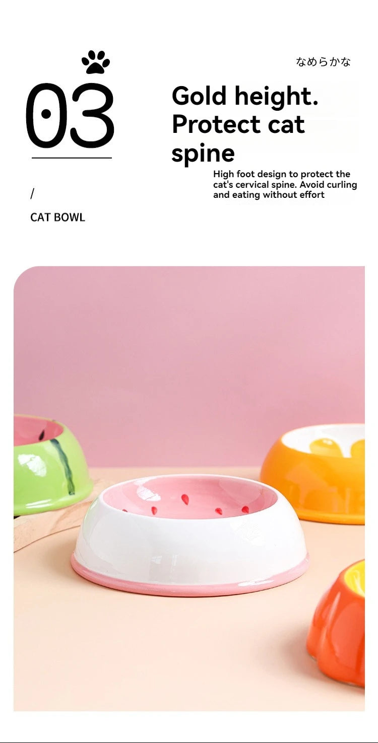 "Ceramic Pet Bowl – Cute Fruit Shapes for Cats & Small Dogs"