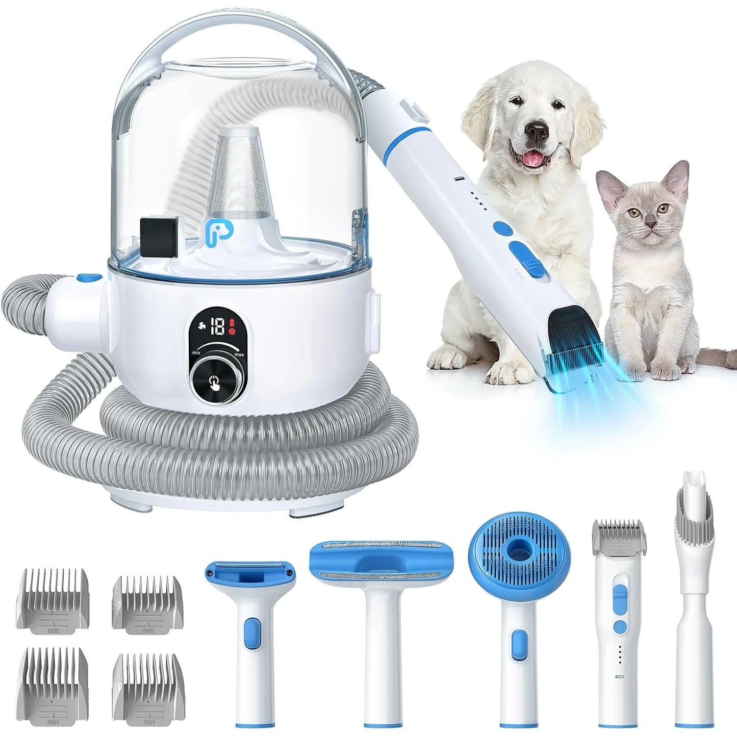 2L Pet Grooming Vacuum Kit – Ultra-Quiet, 99% Hair Removal, Professional 5-in-1 Tools for Dogs & Cats