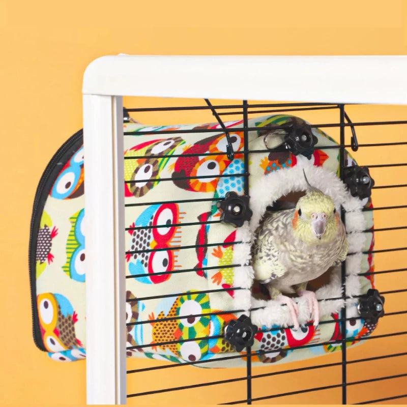 Winter Bird Bed – Arctic Velvet Warm Mat with Stable Hooks for Cages & Windows