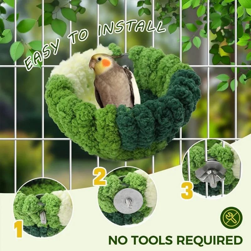 Autumn & Winter Plush Bird Nest – Cozy Round Sleeping Bed for Parrots & Small Birds
