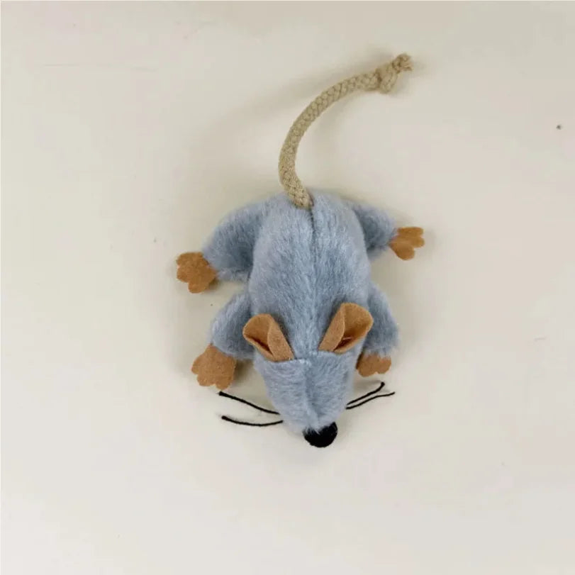 Gray Plush Mouse Cat Toy – Indoor Chew & Play Kitten Toy