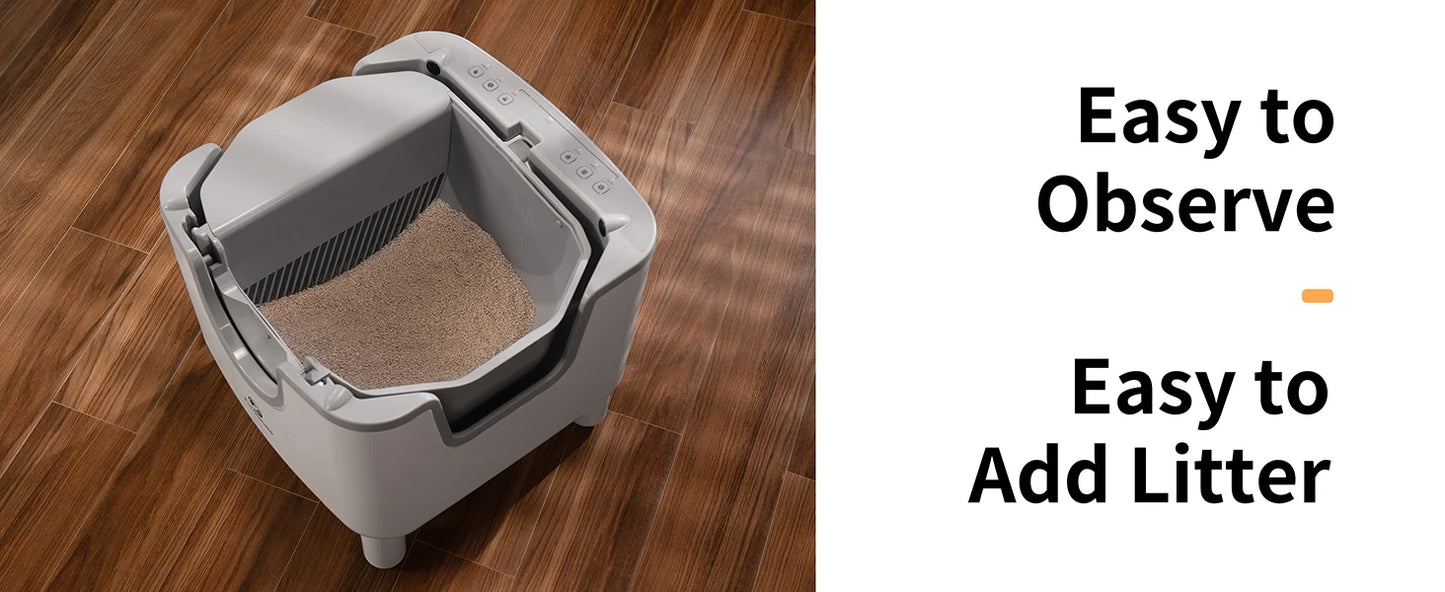 F6 Self-Cleaning Cat Litter Box – Open-Top Automatic with Odor Control