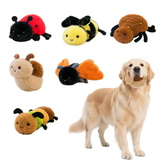 Cute Insect Plush Keychain – Spider, Bee & Caterpillar Toys for Cats & Dogs