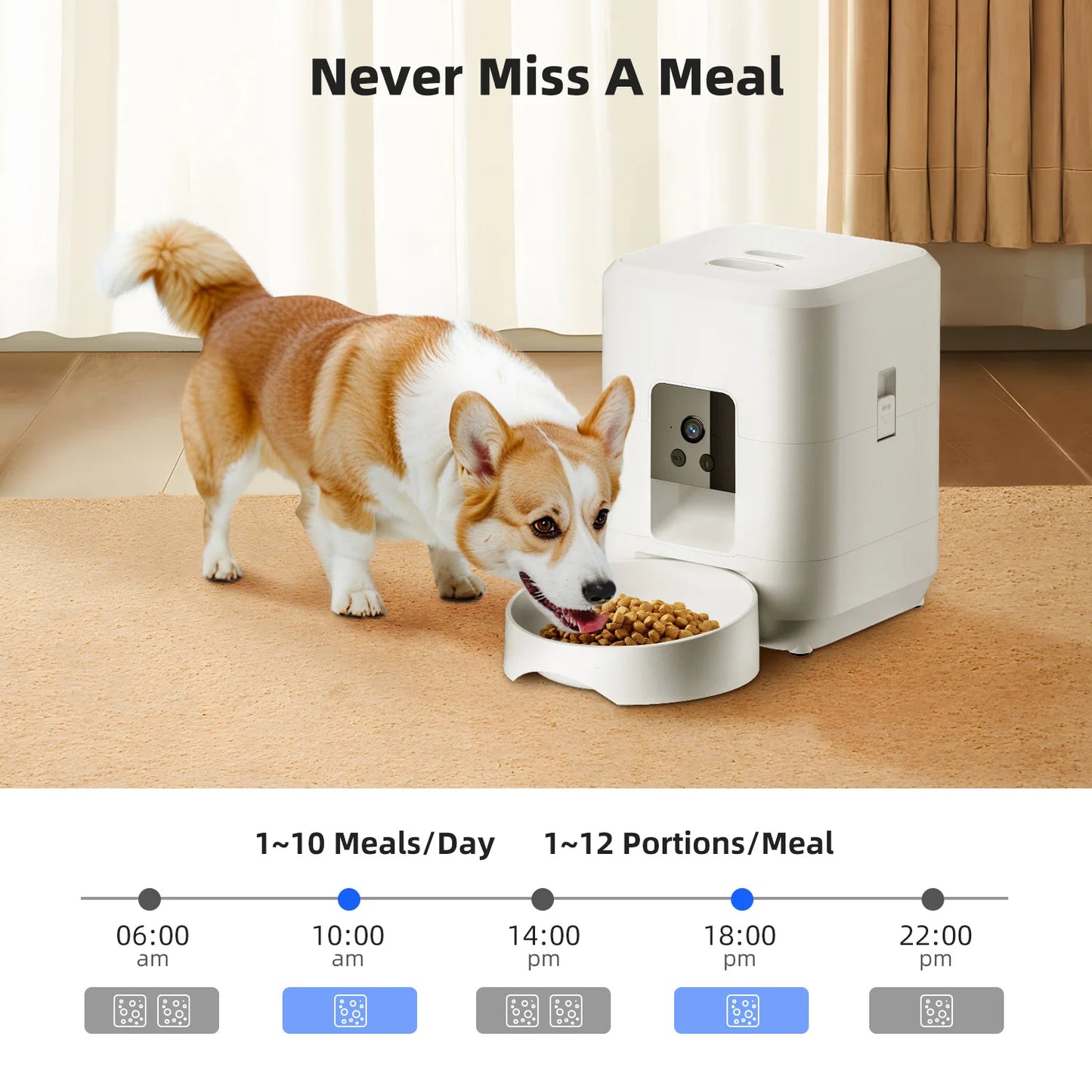 Smart Automatic Pet Feeder with Camera – App Controlled Cat & Dog Feeder