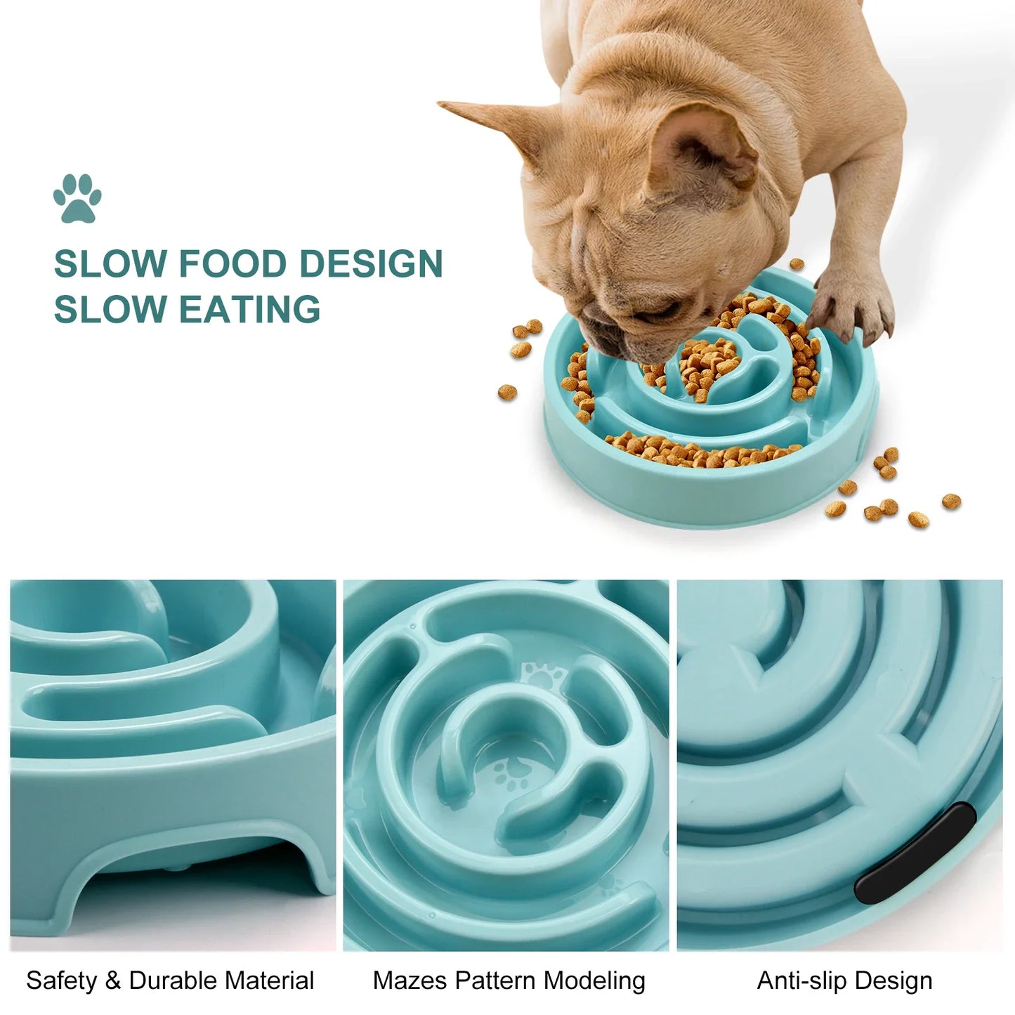 "Eco Spiral Cat Slow Feeder – Anti-Gulping, Non-Slip Bowl"