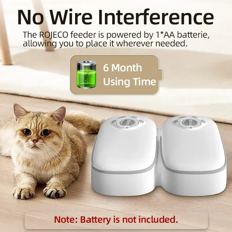 2-Meal Automatic Pet Feeder – Smart Dual Bowls for Dogs & Cats