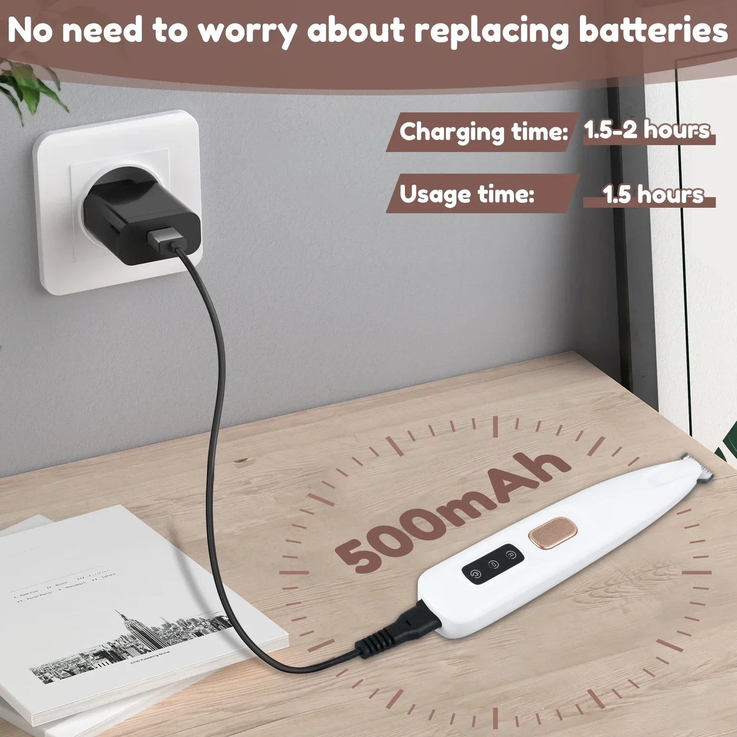 Waterproof Dog Paw Trimmer – LED Display Hair Clipper with 18mm Blade