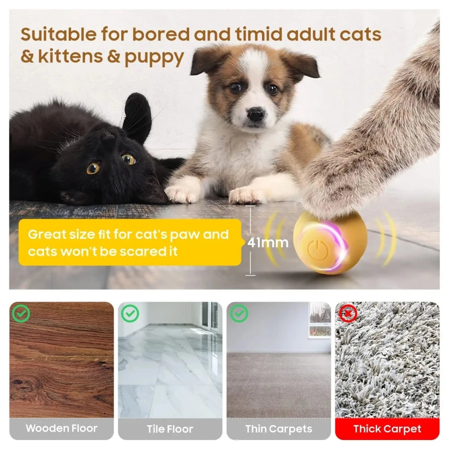 Automatic Rolling Cat Ball – Smart Self-Moving Kitten Toy