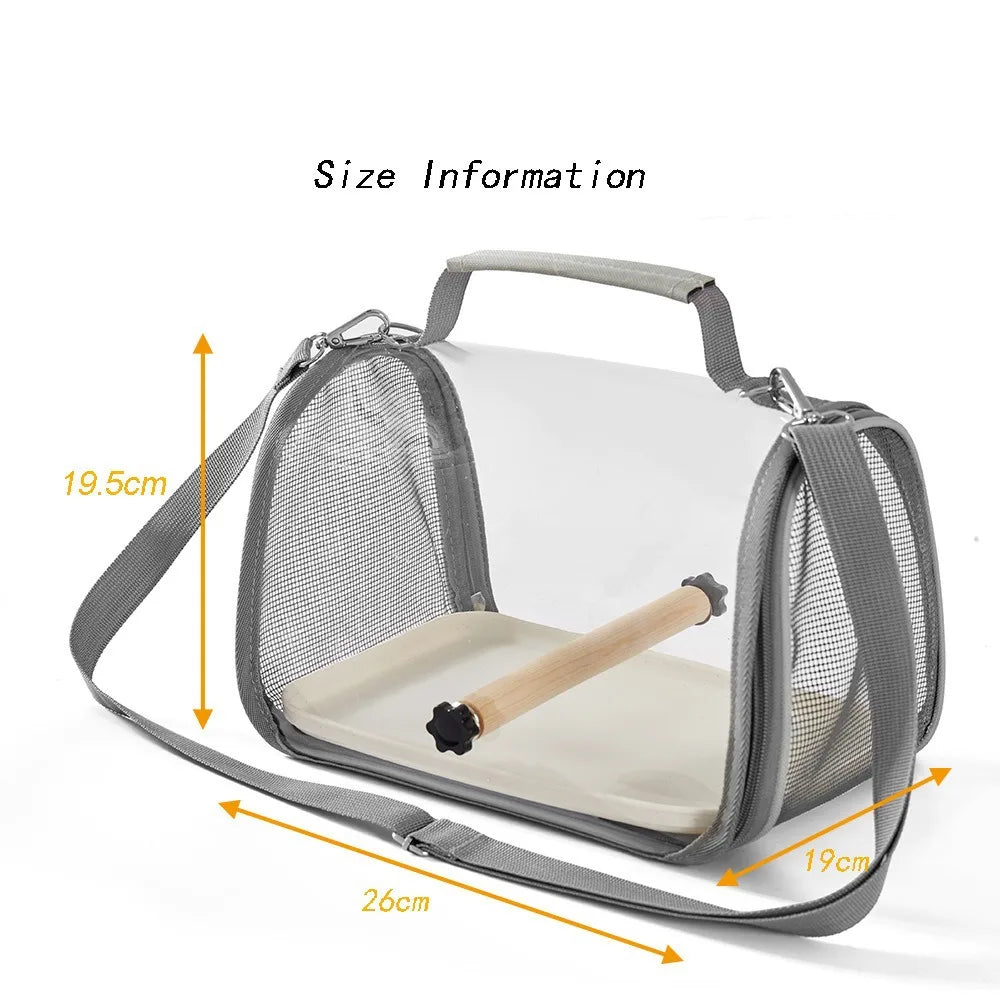 Portable Bird Travel Carrier – Airline Approved Cage with Perch & Tray for Parrots