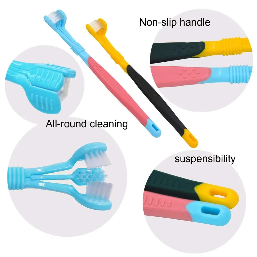 3-Sided Pet Toothbrush – Tartar Removal & Oral Care for Dogs & Cats