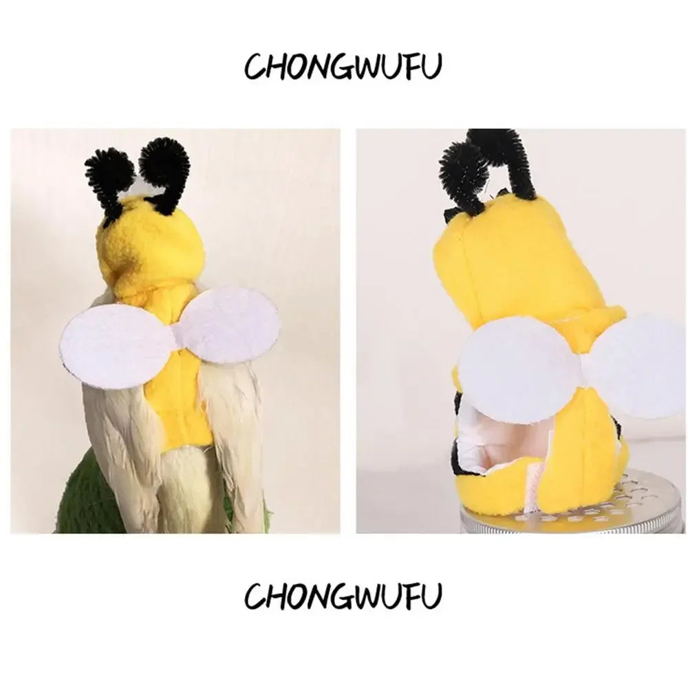 Bee-Shaped Bird Costume – Soft Hoodie Outfit for Parrots & Budgies