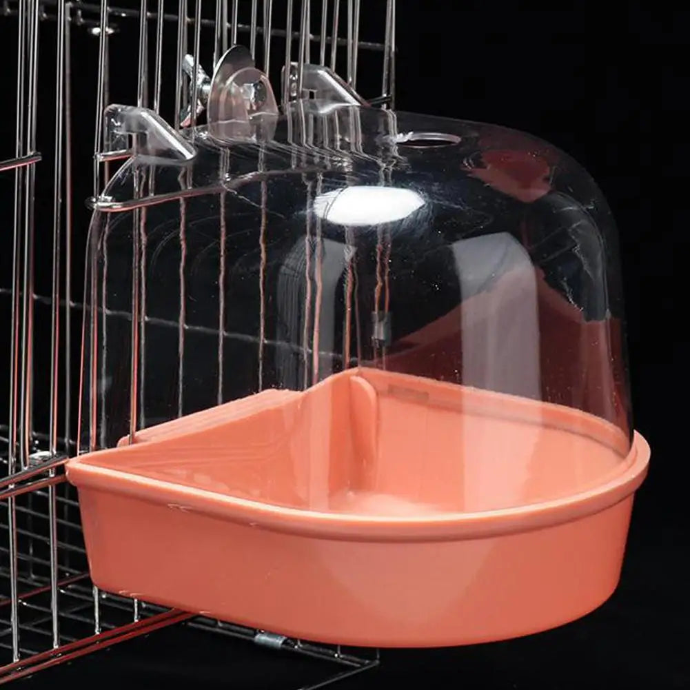Clear Hanging Bird Bath – Cage Accessory for Parakeets, Canaries & Cockatiels