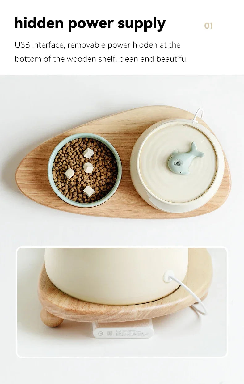 "Ceramic Cat Water Fountain 1.3L – USB Rechargeable & Filtered"