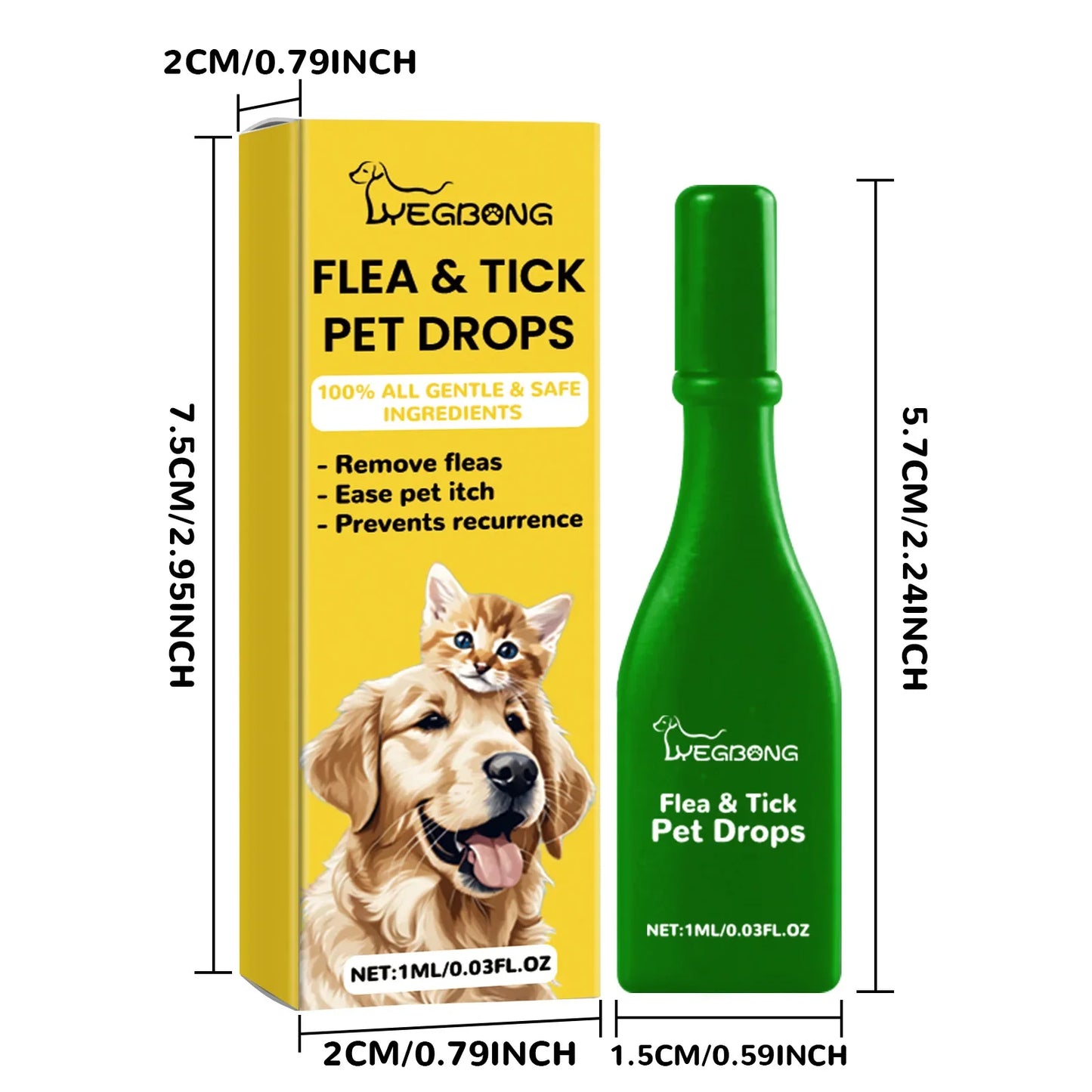 Flea & Tick Treatment for Cats&Dogs – Anti-Flea Drops, Skin Soothing & Deworming