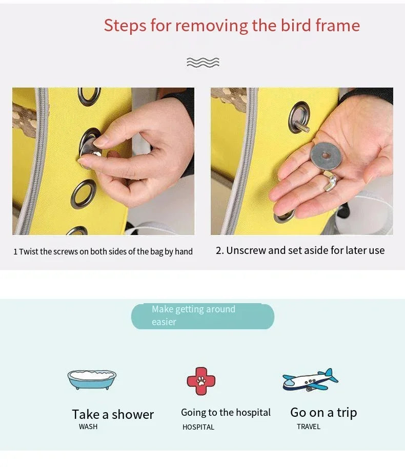 Portable Bird Carrier Backpack – Lightweight Transparent Travel Cage for Small Parrots