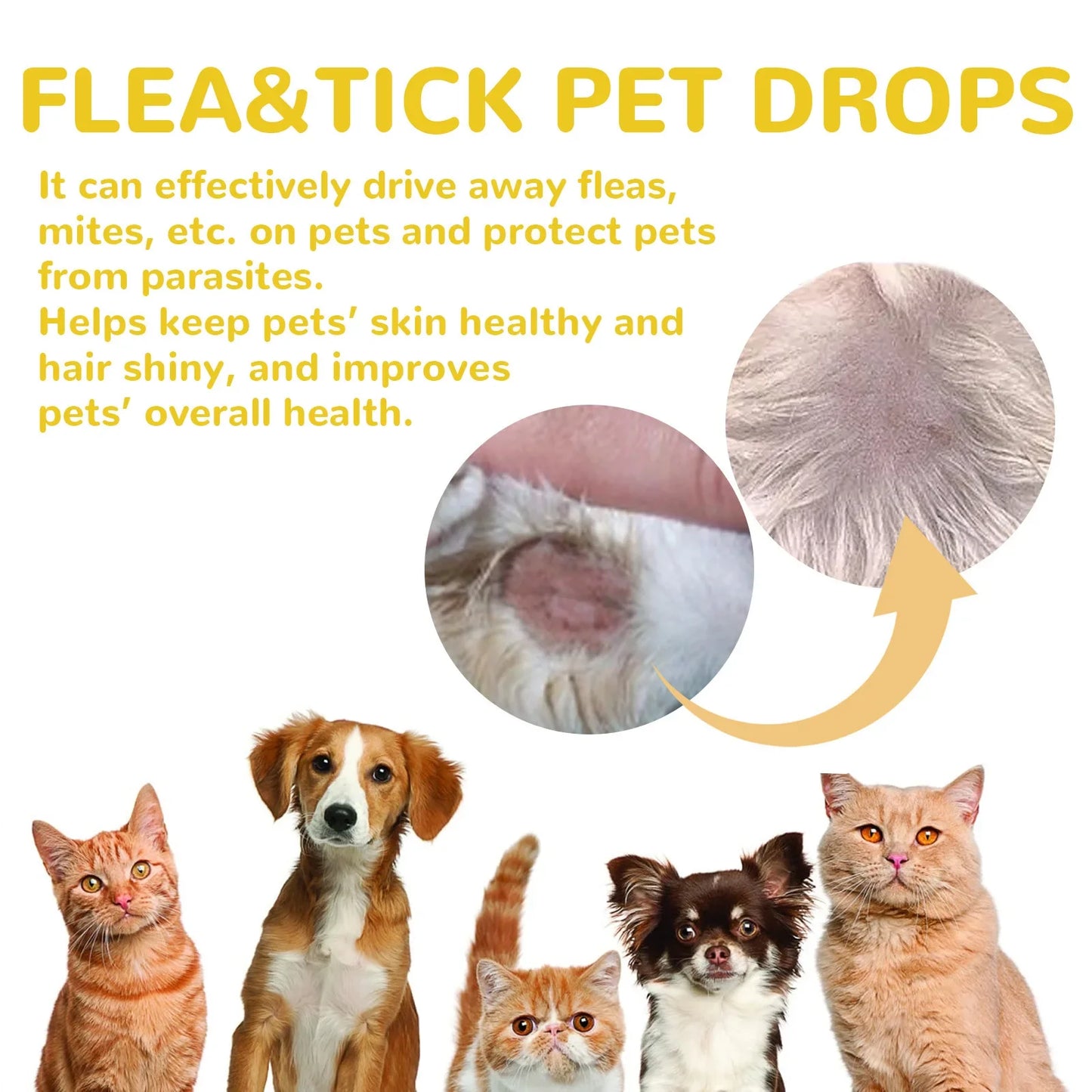 Flea & Tick Treatment for Cats&Dogs – Anti-Flea Drops, Skin Soothing & Deworming