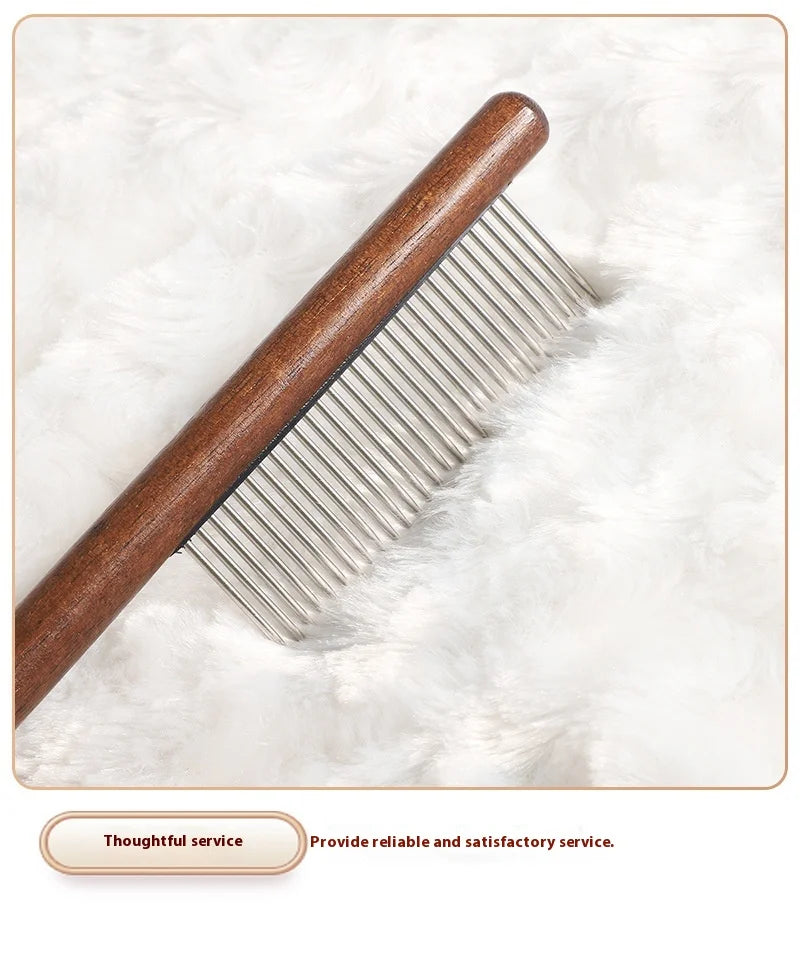 Fine-Tooth Pet Comb – Solid Wood Anti-Static Grooming Tool for Cats & Dogs
