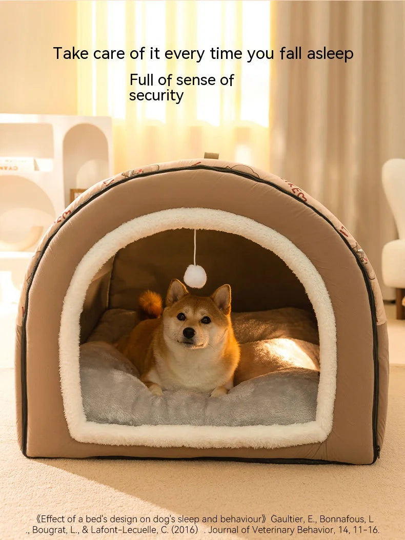Large Winter Dog House  – Cozy, Removable & Washable Pet Bed