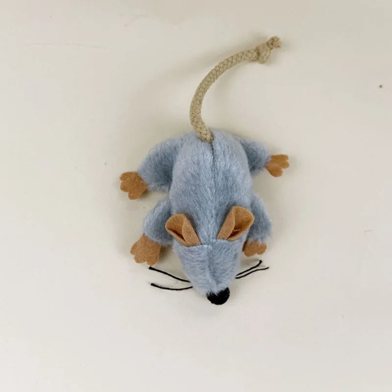 Gray Plush Mouse Cat Toy – Indoor Chew & Play Kitten Toy